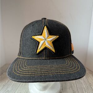 Pit Bull Orange Nautical Star Embroidered Blue Jean Snapback Cap Adjustable Hat